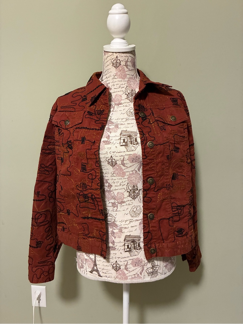Ruby Rd. Rust Embroidered Jean Jacket